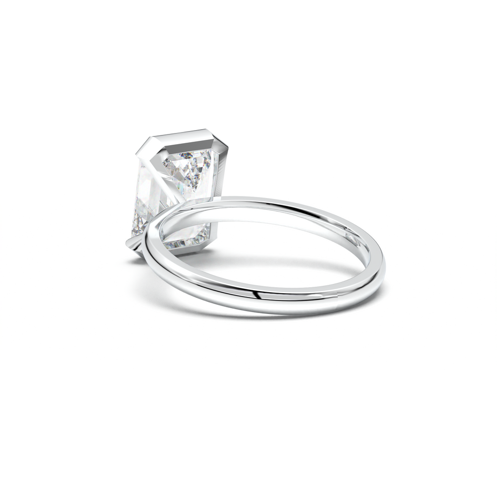 Emerald Cut Half-Bezel Engagement Ring