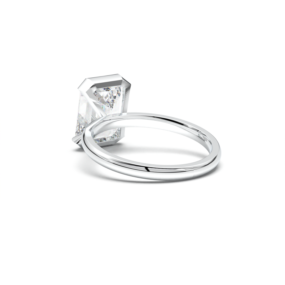 Emerald Cut Half-Bezel Engagement Ring