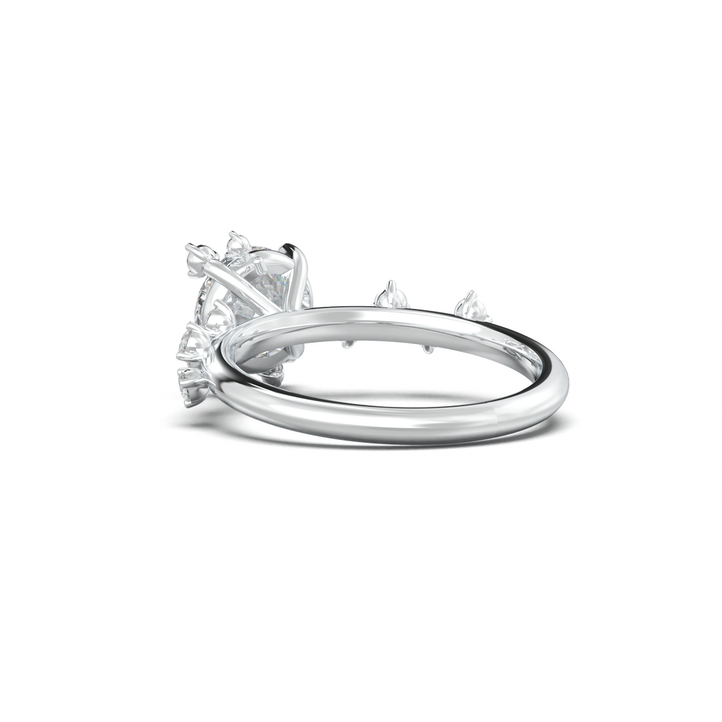 Round Botanical Accent Engagement Ring