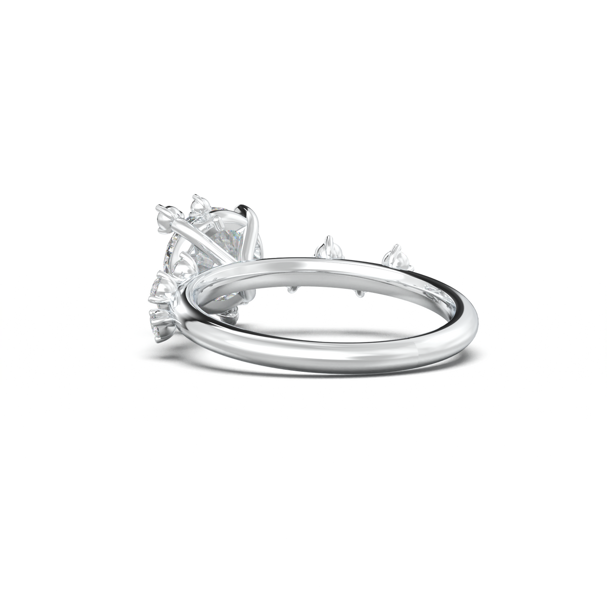 Round Botanical Accent Engagement Ring