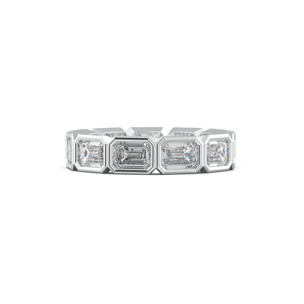 Emerald-Cut Bezel-Style Eternity Wedding Band