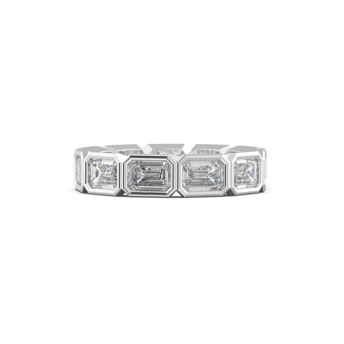Emerald-Cut Bezel-Style Eternity Wedding Band