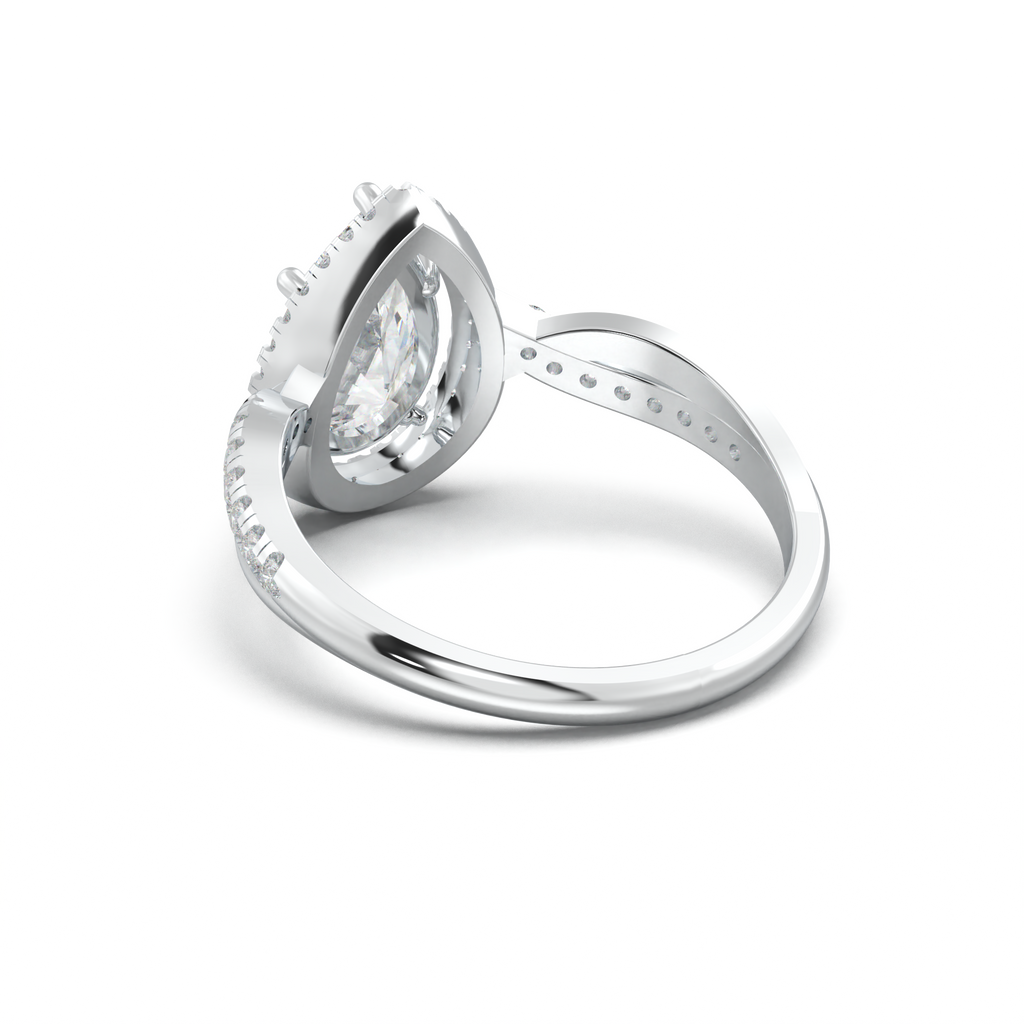 Pear Halo Twisted Pavé Engagement Ring