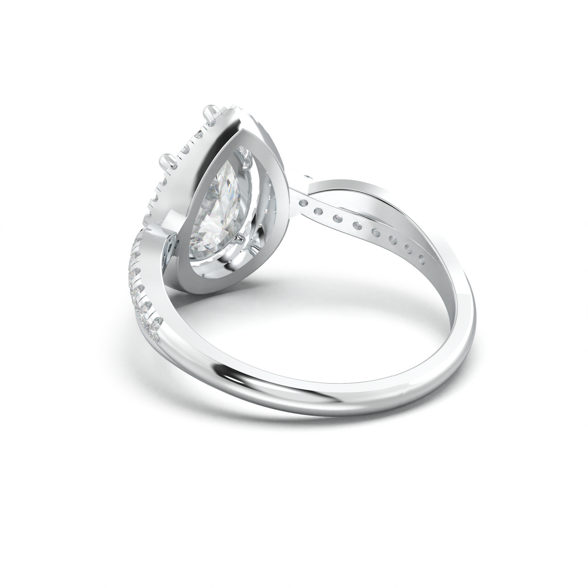 Pear Halo Twisted Pavé Engagement Ring
