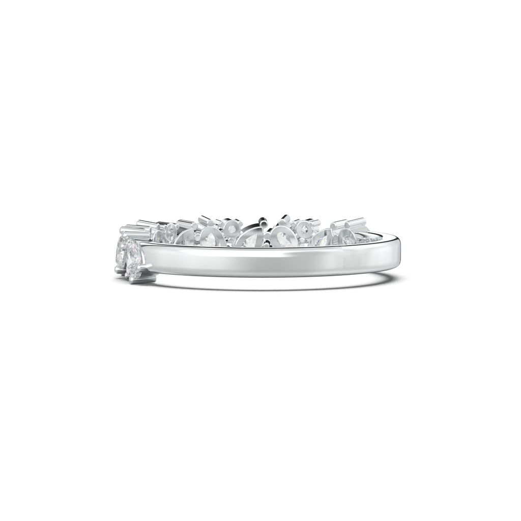 Alternating Pear & Round Half-Eternity Wedding Band