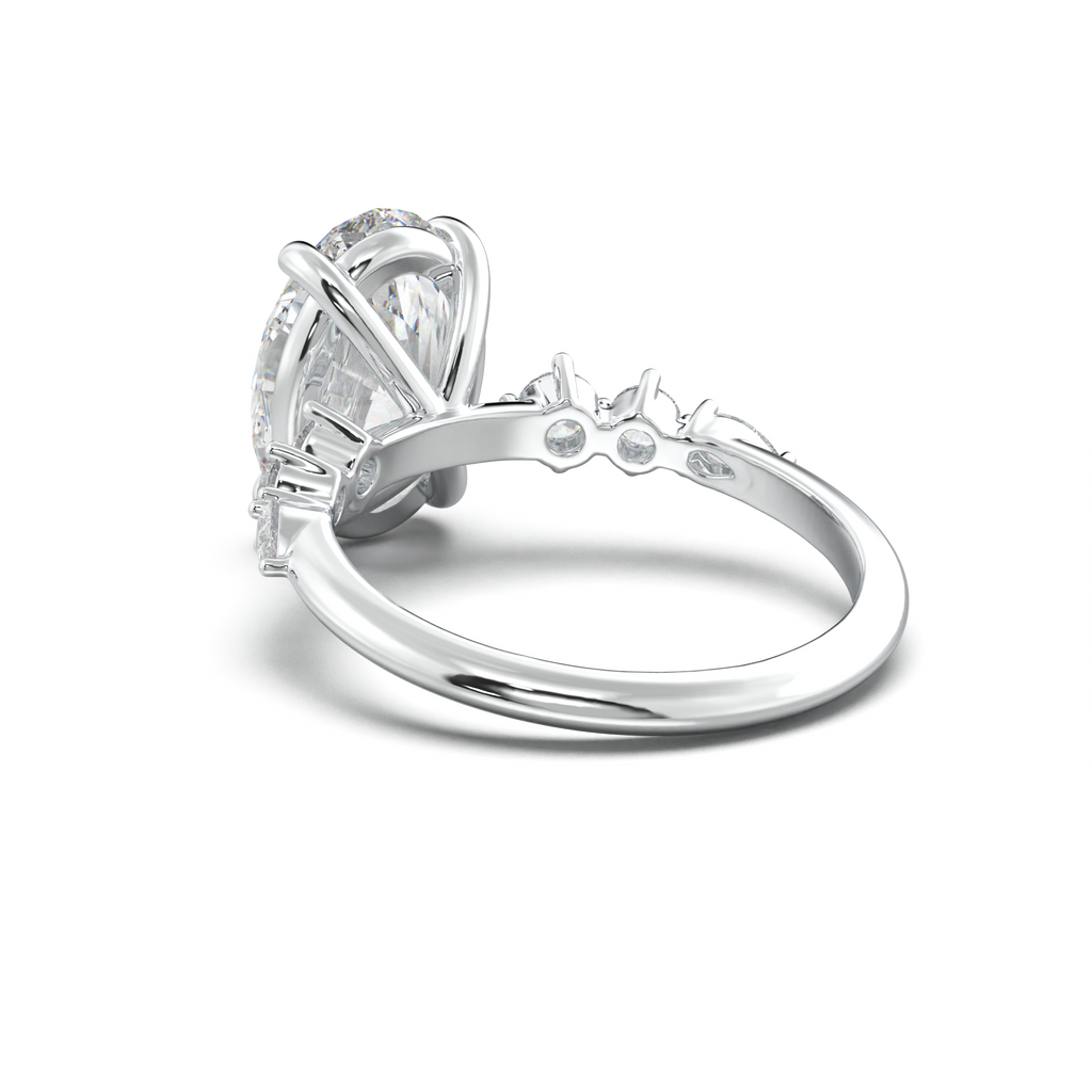 Oval Pear-Accent Engagement Ring