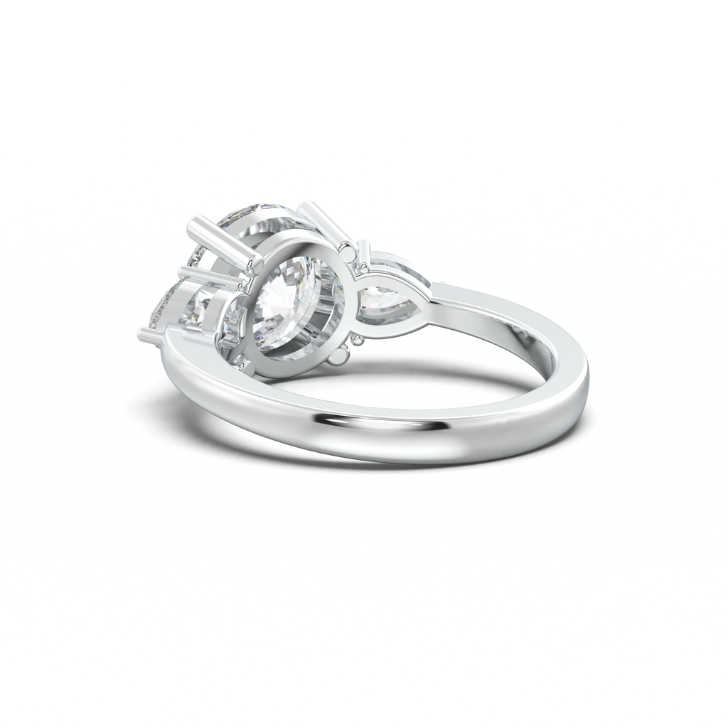 Round Pear Three-Stone Engagement Ring