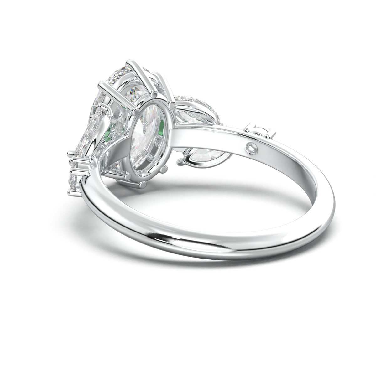 Oval Marquise-Accent Engagement Ring