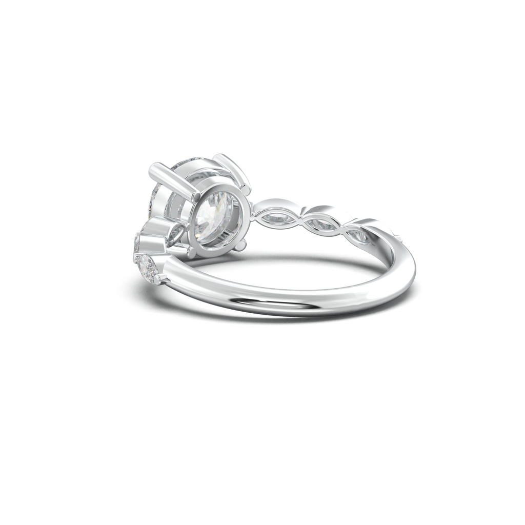 Round Marquise Side-Stone Engagement Ring
