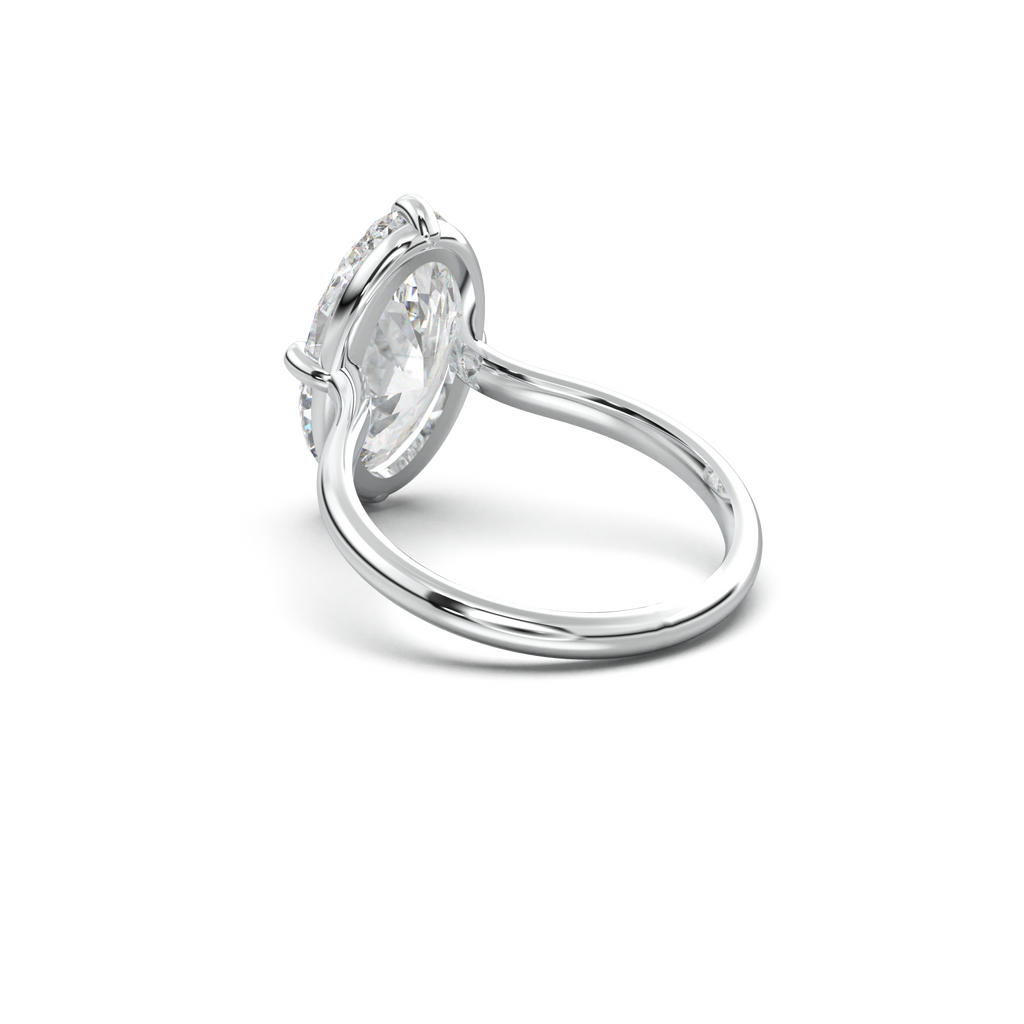 Elongated Moval Solitaire Engagement Ring