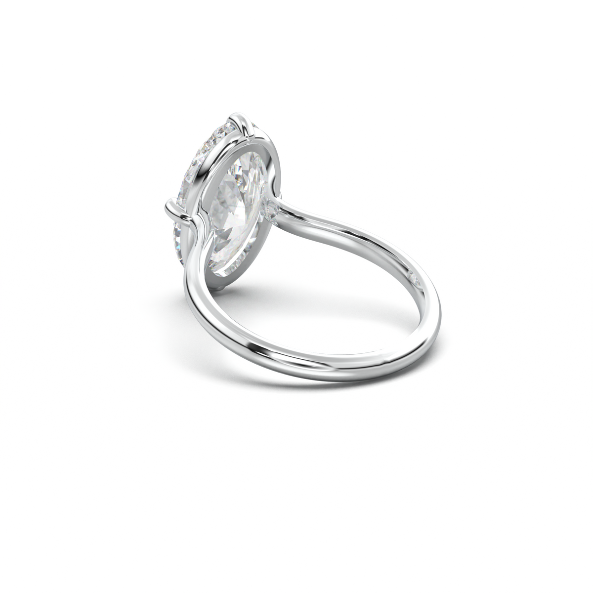 Elongated Moval Solitaire Engagement Ring
