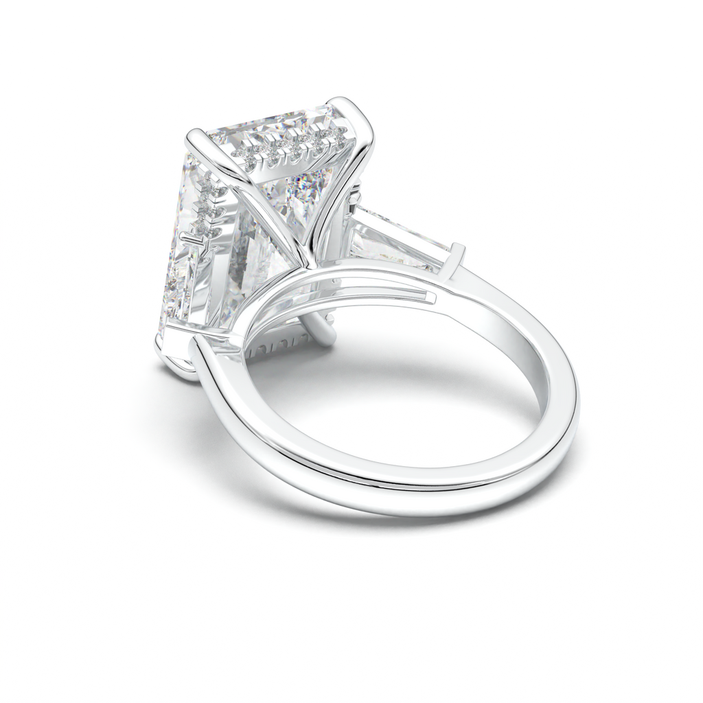 Radiant Baguette Hidden Halo Engagement Ring