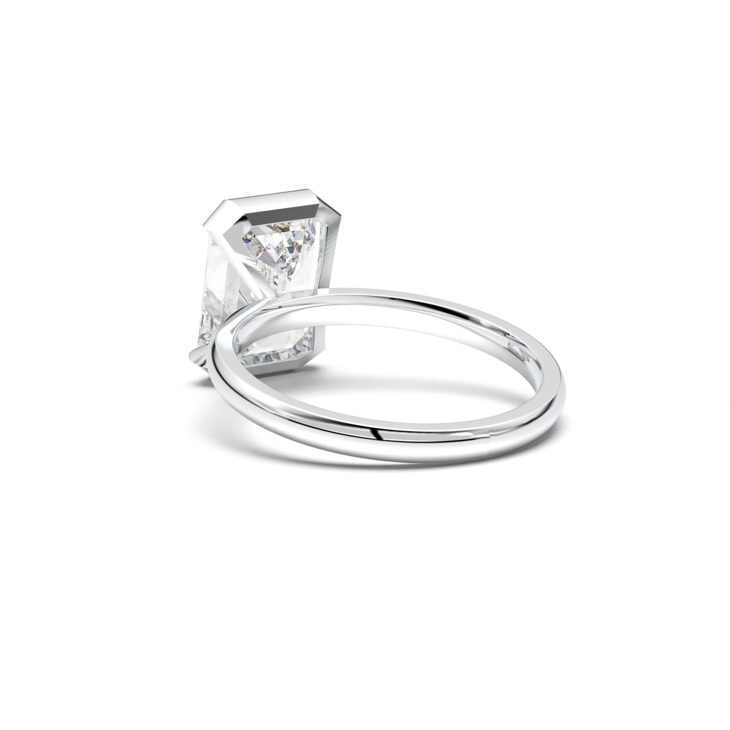 Emerald Cut Half-Bezel Engagement Ring