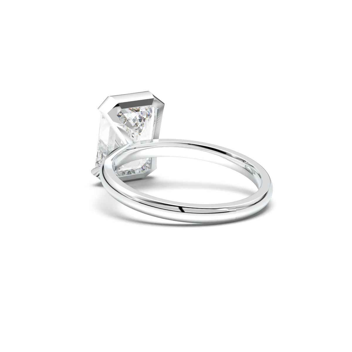 Emerald Cut Half-Bezel Engagement Ring