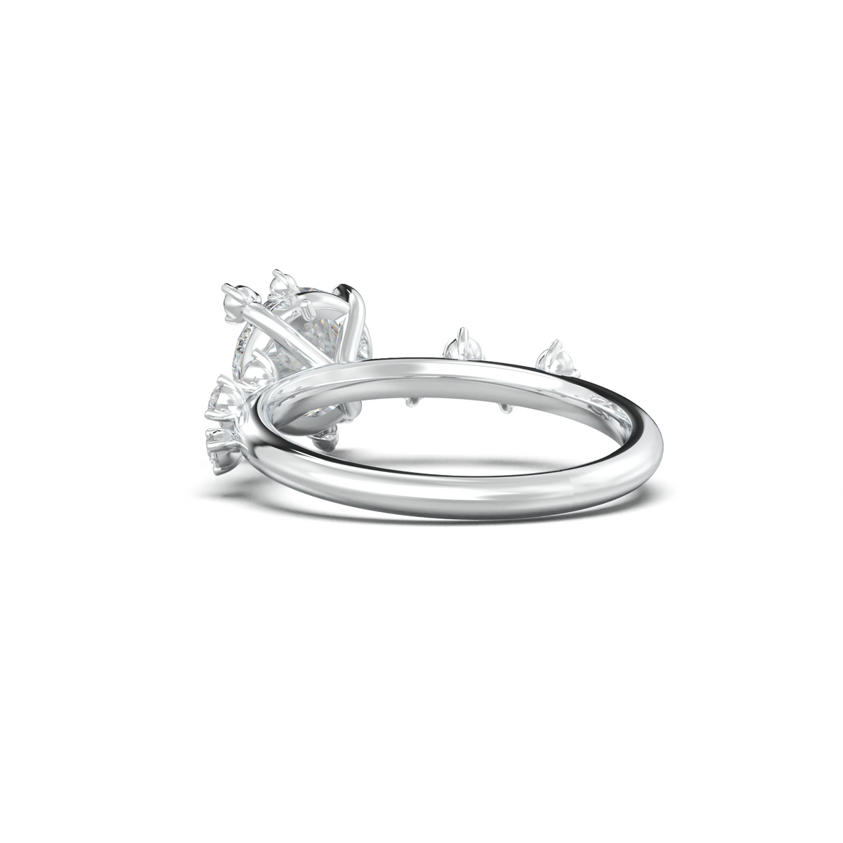 Round Botanical Accent Engagement Ring