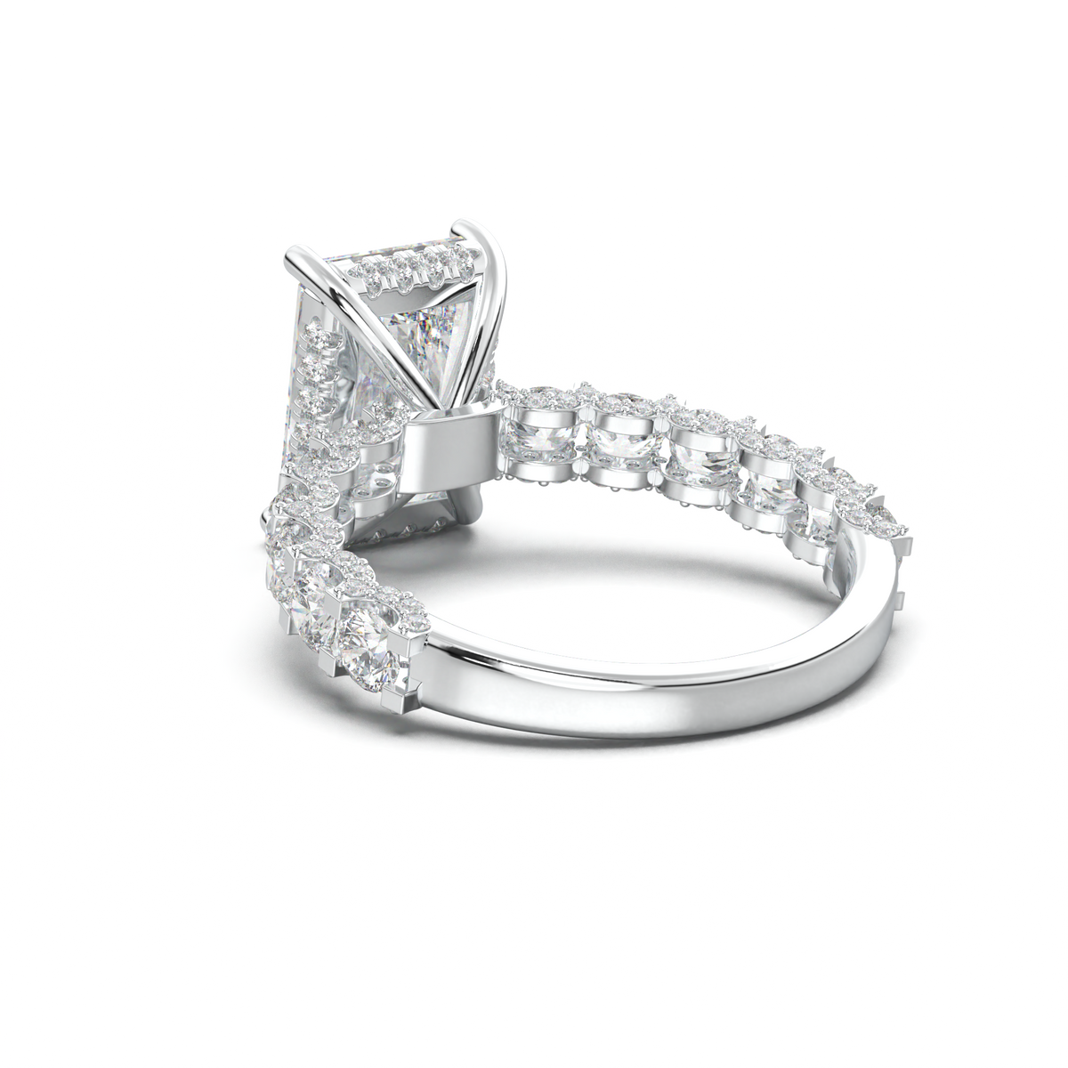 Radiant Diamond Band Engagement Ring