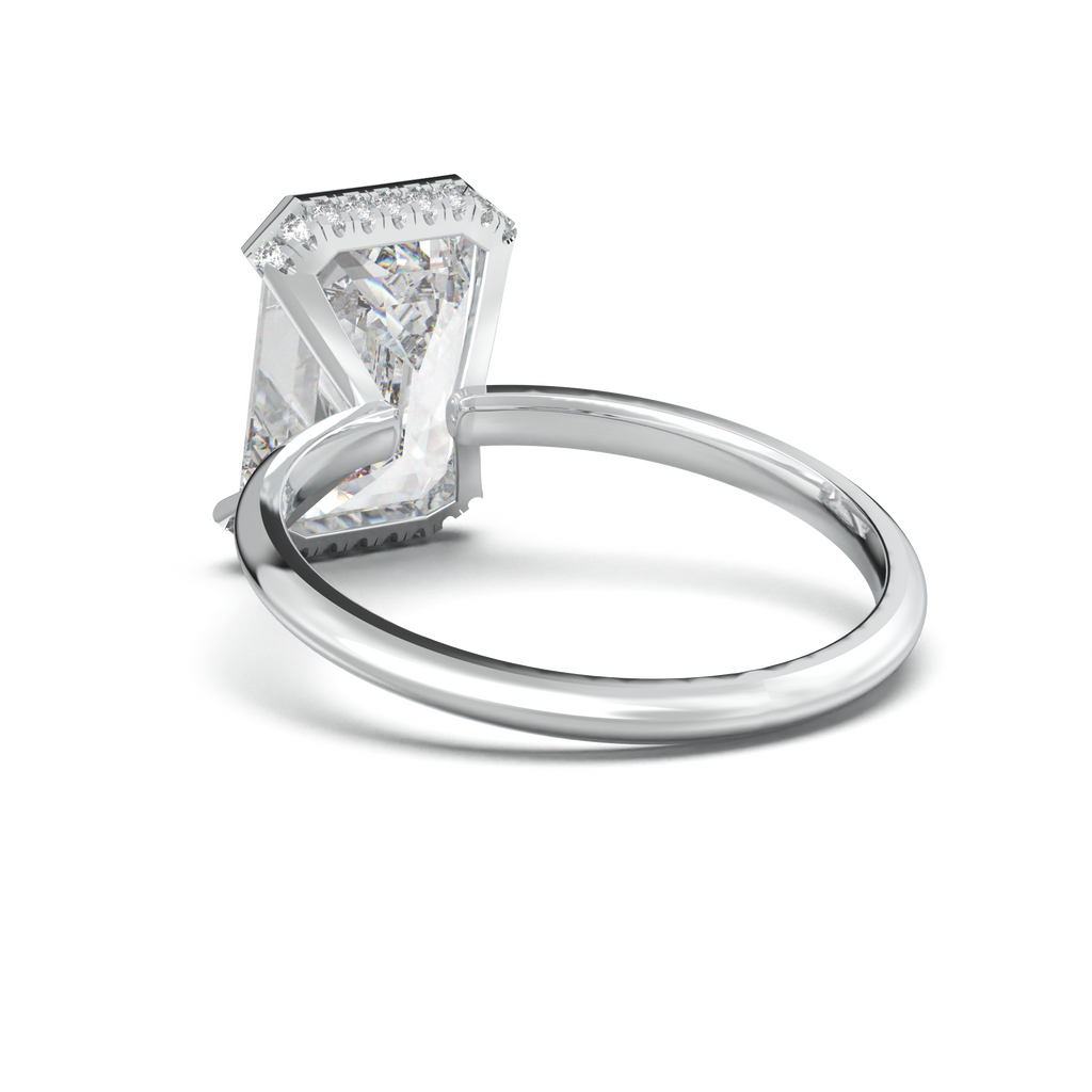 Emerald Hidden Halo Engagement Ring