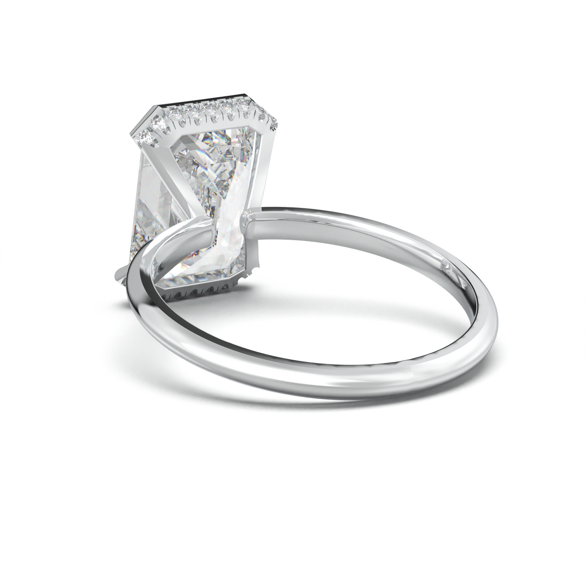 Emerald Hidden Halo Engagement Ring
