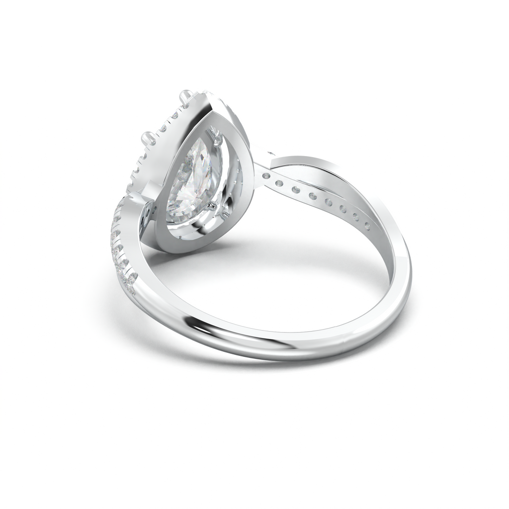 Pear Halo Twisted Pavé Engagement Ring