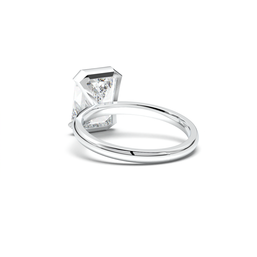Emerald Cut Half-Bezel Engagement Ring