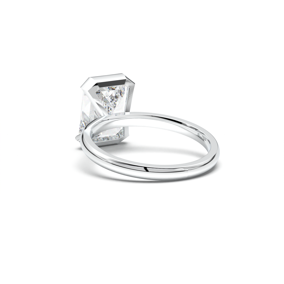 Emerald Cut Half-Bezel Engagement Ring