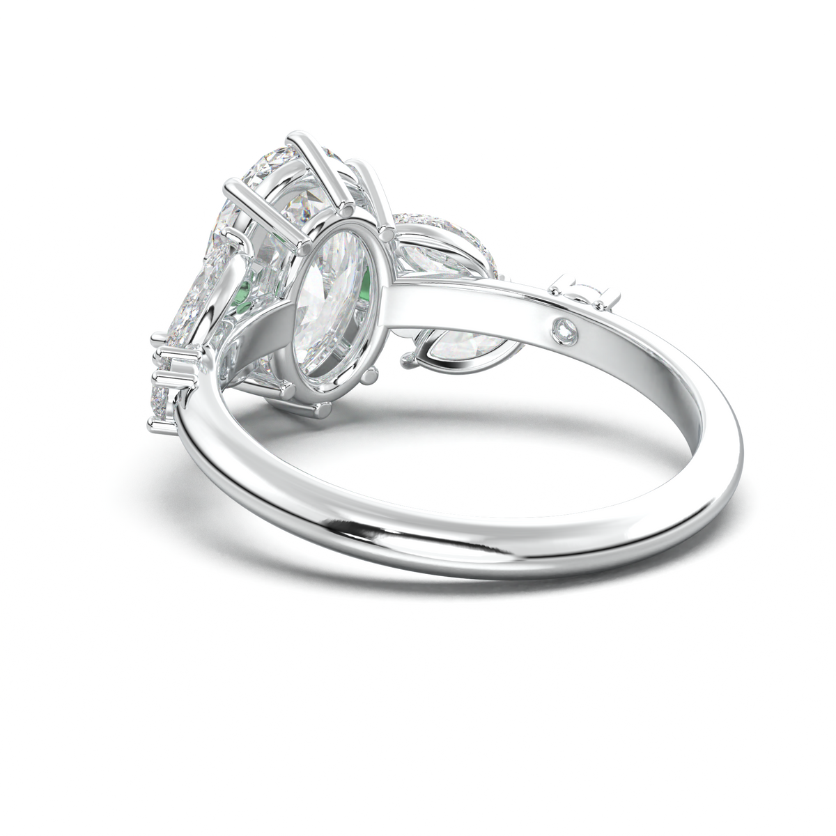 Oval Marquise-Accent Engagement Ring