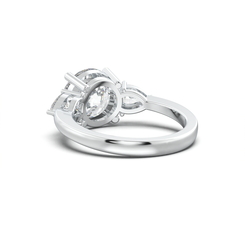 Round Pear Three-Stone Engagement Ring