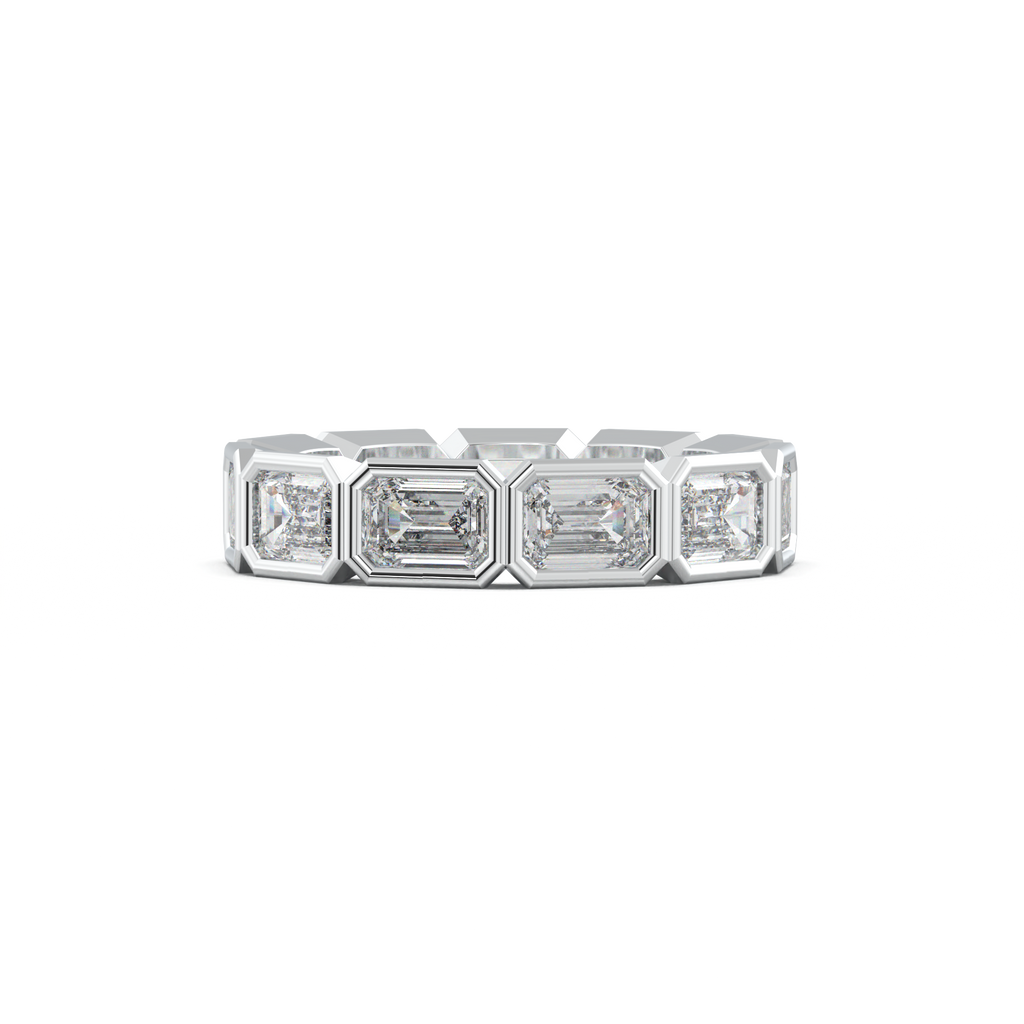 Emerald-Cut Bezel-Style Eternity Wedding Band