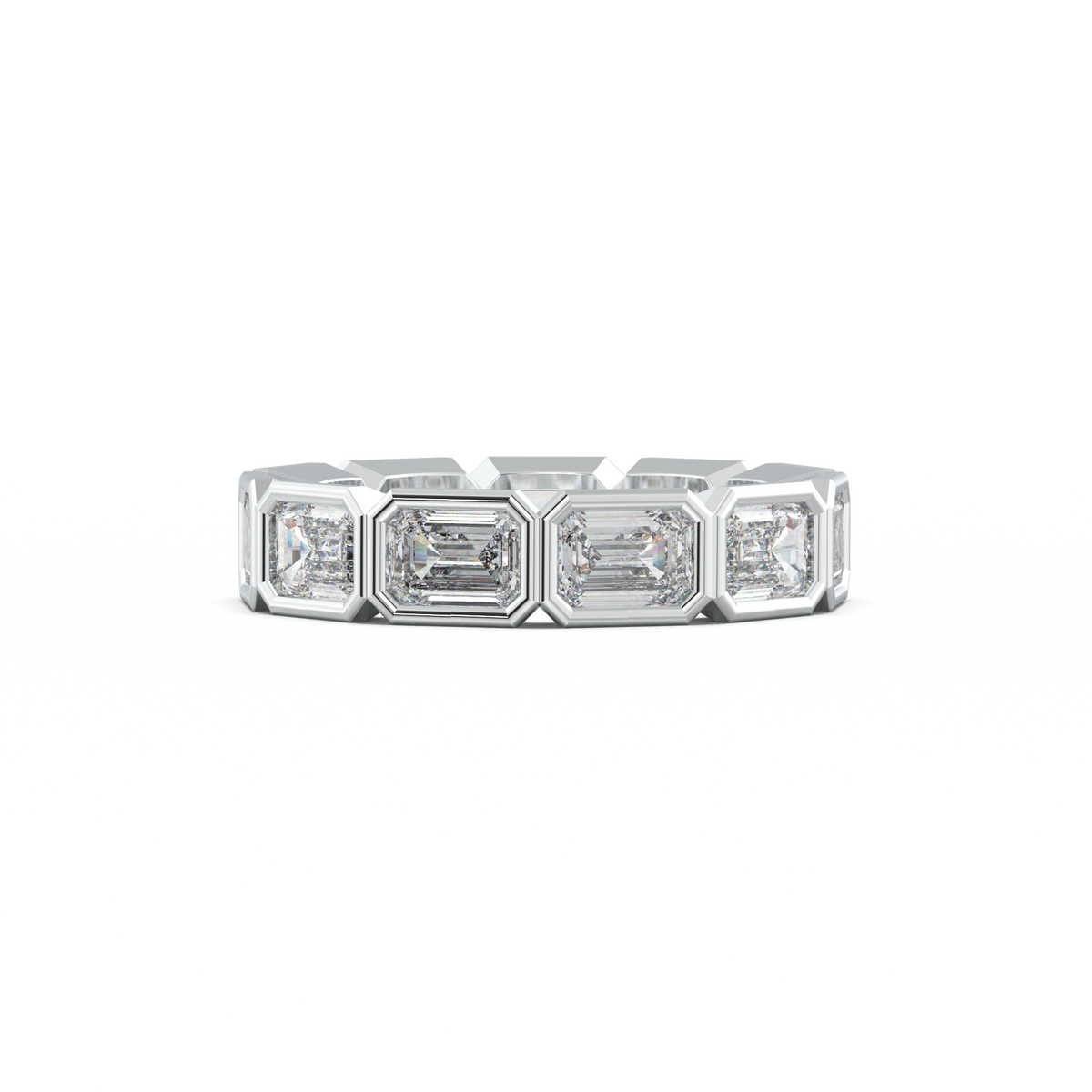 Emerald-Cut Bezel-Style Eternity Wedding Band