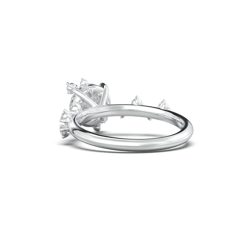 Round Botanical Accent Engagement Ring