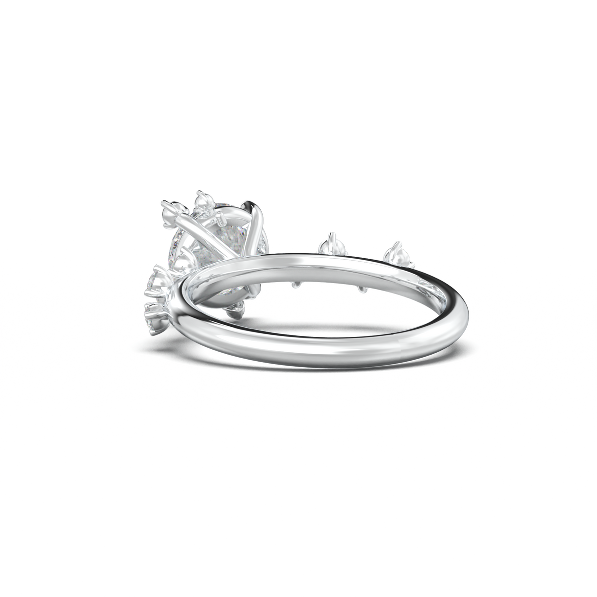 Round Botanical Accent Engagement Ring