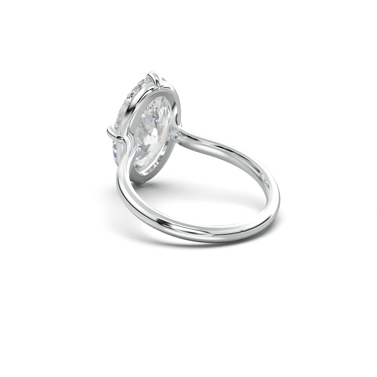 Elongated Moval Solitaire Engagement Ring