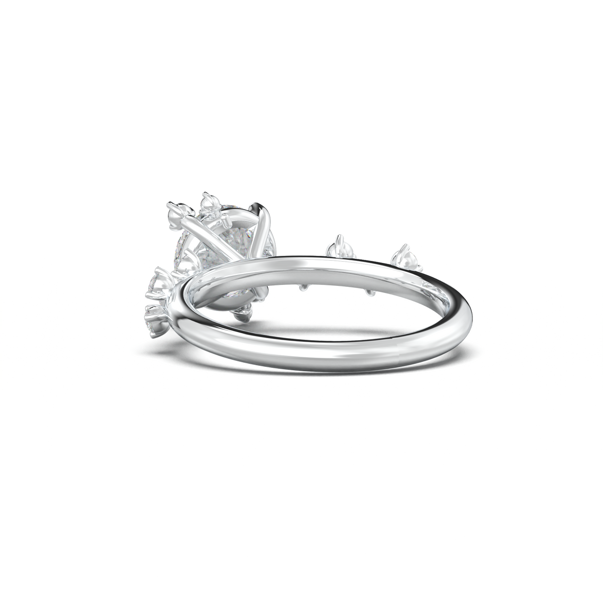 Round Botanical Accent Engagement Ring