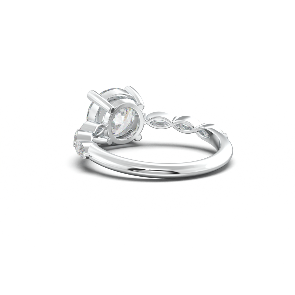 Round Marquise Side-Stone Engagement Ring