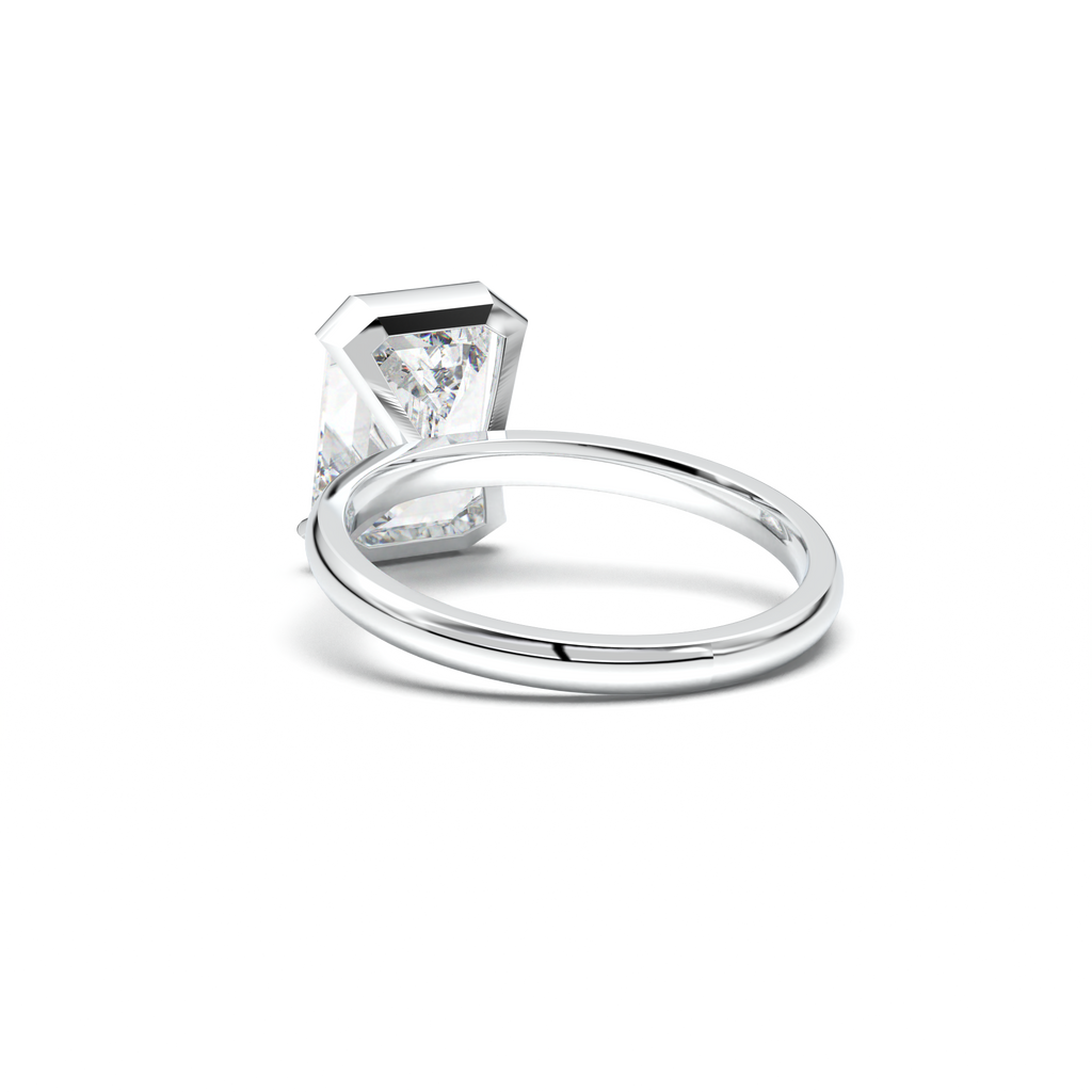 Emerald Cut Half-Bezel Engagement Ring