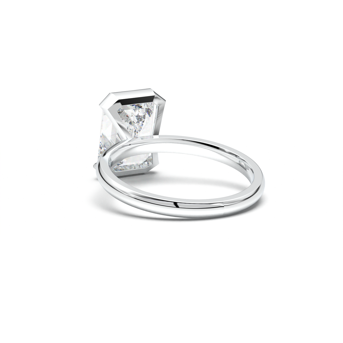 Emerald Cut Half-Bezel Engagement Ring