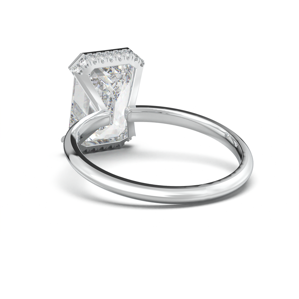 Emerald Hidden Halo Engagement Ring