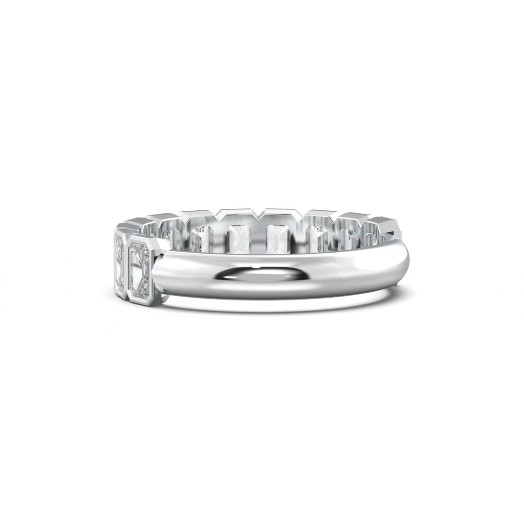 Emerald Bezel Half-Eternity Wedding Band