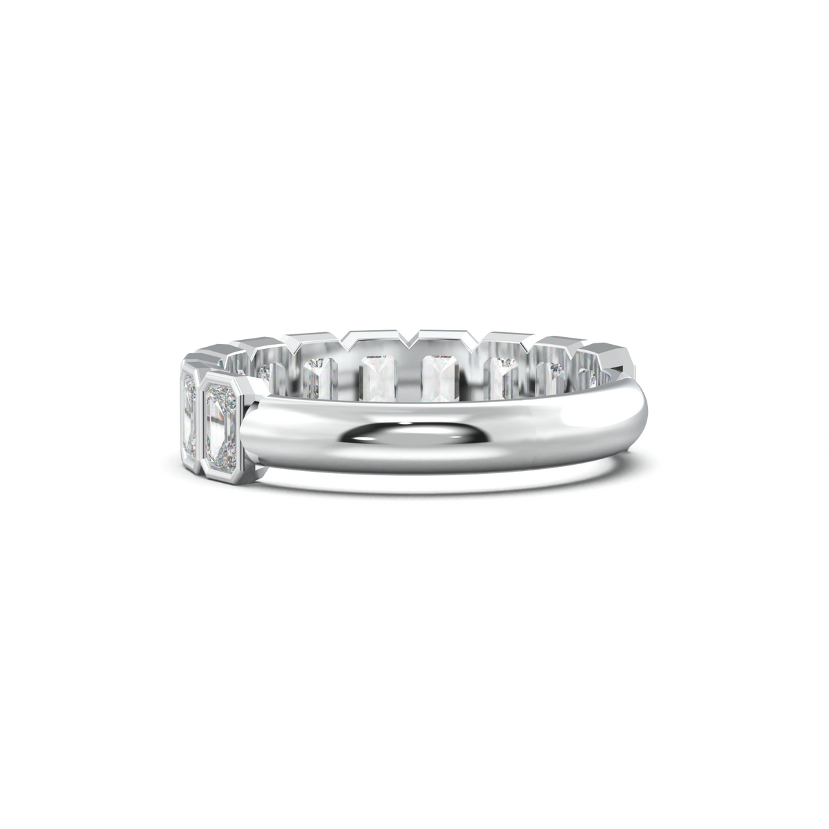 Emerald Bezel Half-Eternity Wedding Band