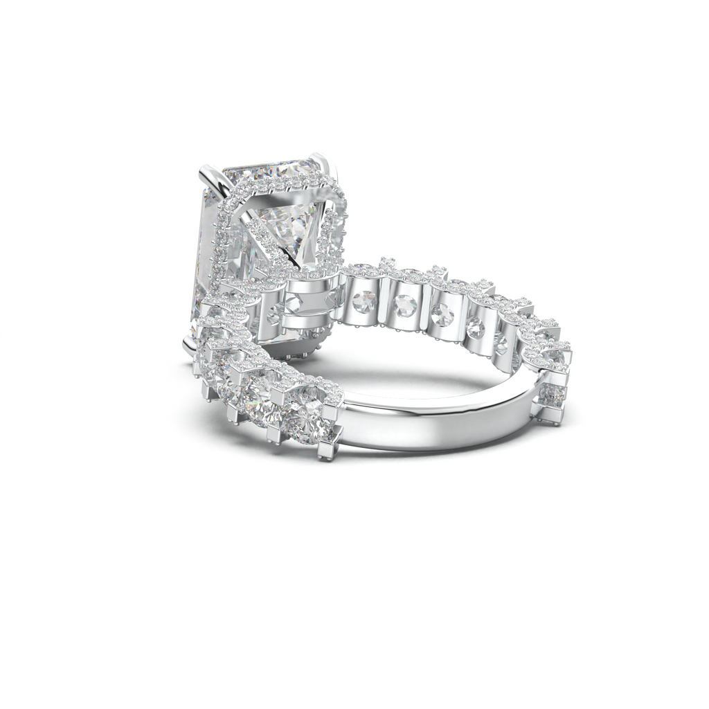 Emerald Diamond Band Engagement Ring