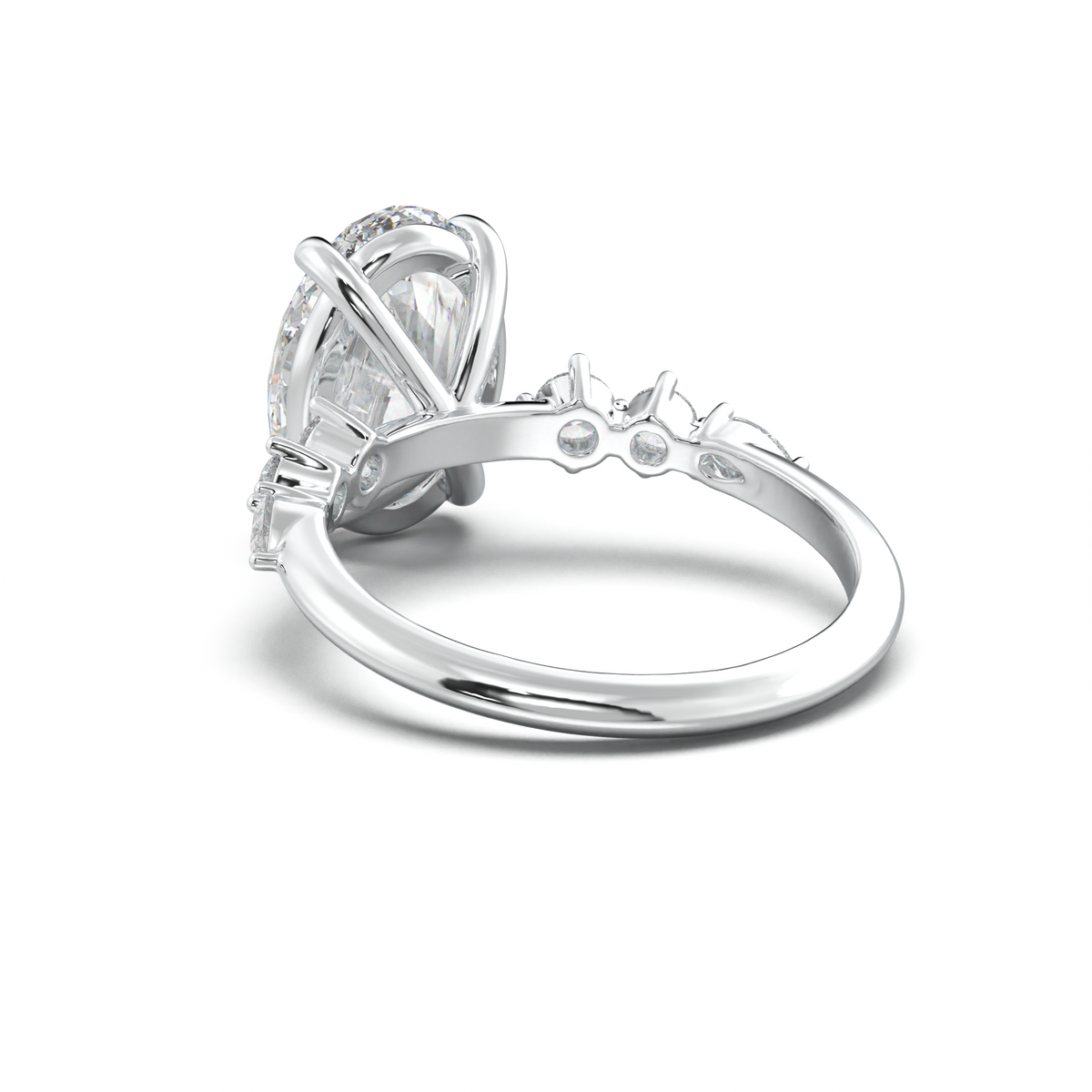 Oval Pear-Accent Engagement Ring