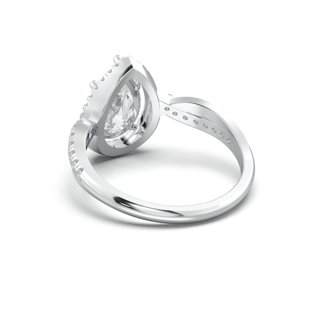Pear Halo Twisted Pavé Engagement Ring