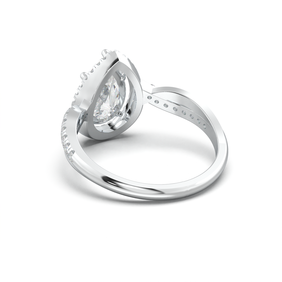 Pear Halo Twisted Pavé Engagement Ring