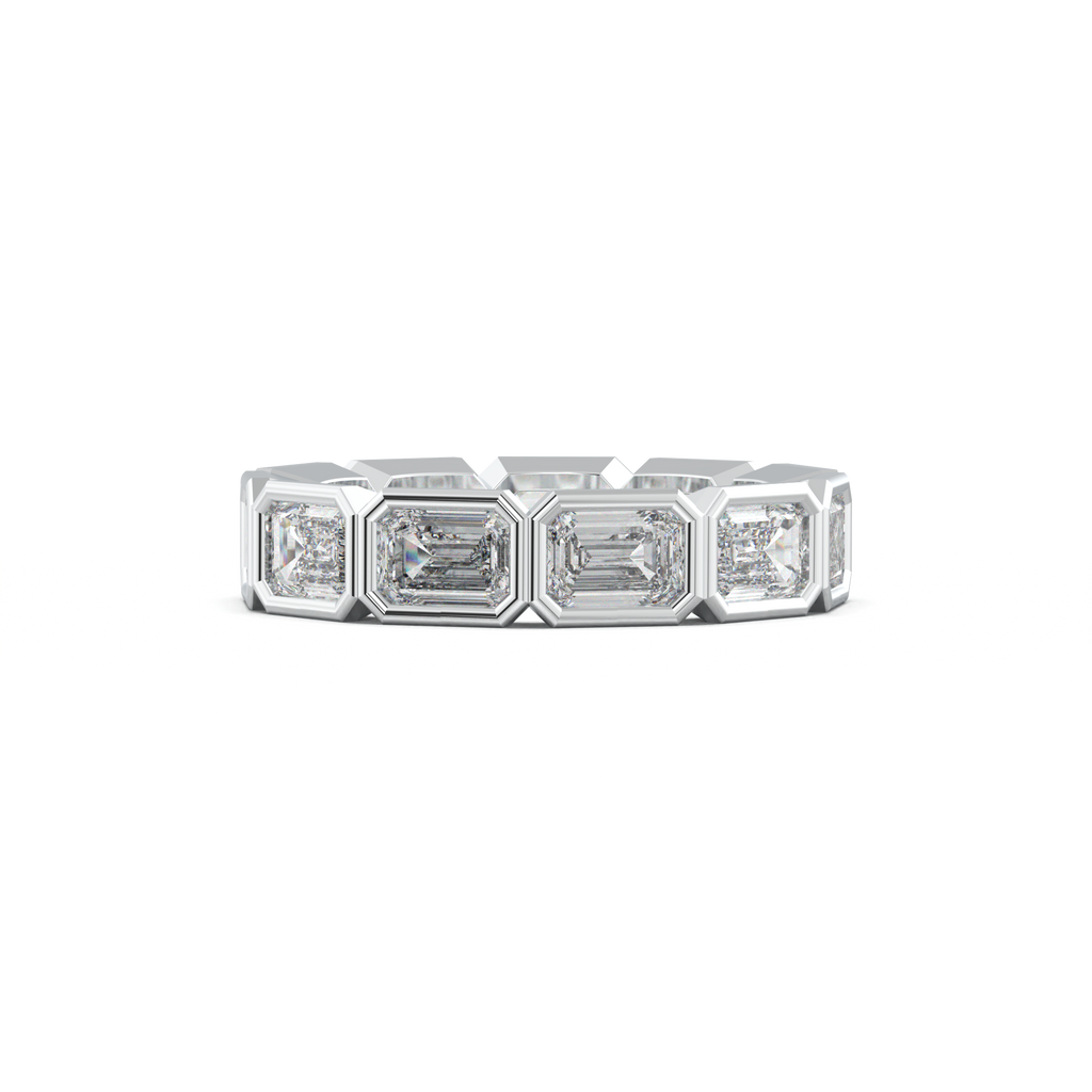 Emerald-Cut Bezel-Style Eternity Wedding Band