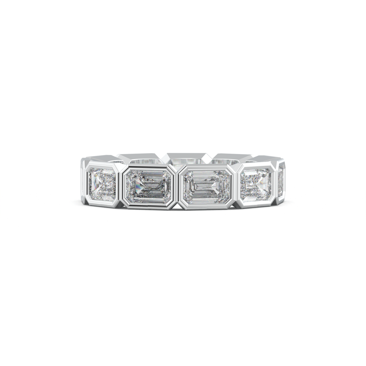 Emerald-Cut Bezel-Style Eternity Wedding Band