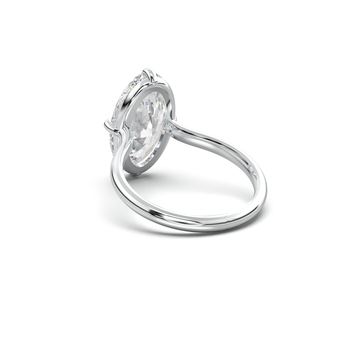 Elongated Moval Solitaire Engagement Ring