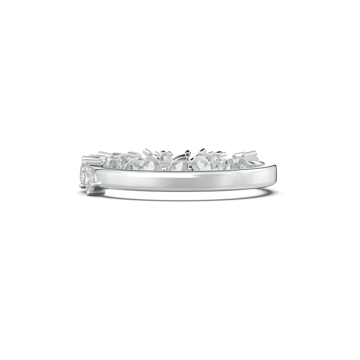 Alternating Pear & Round Half-Eternity Wedding Band