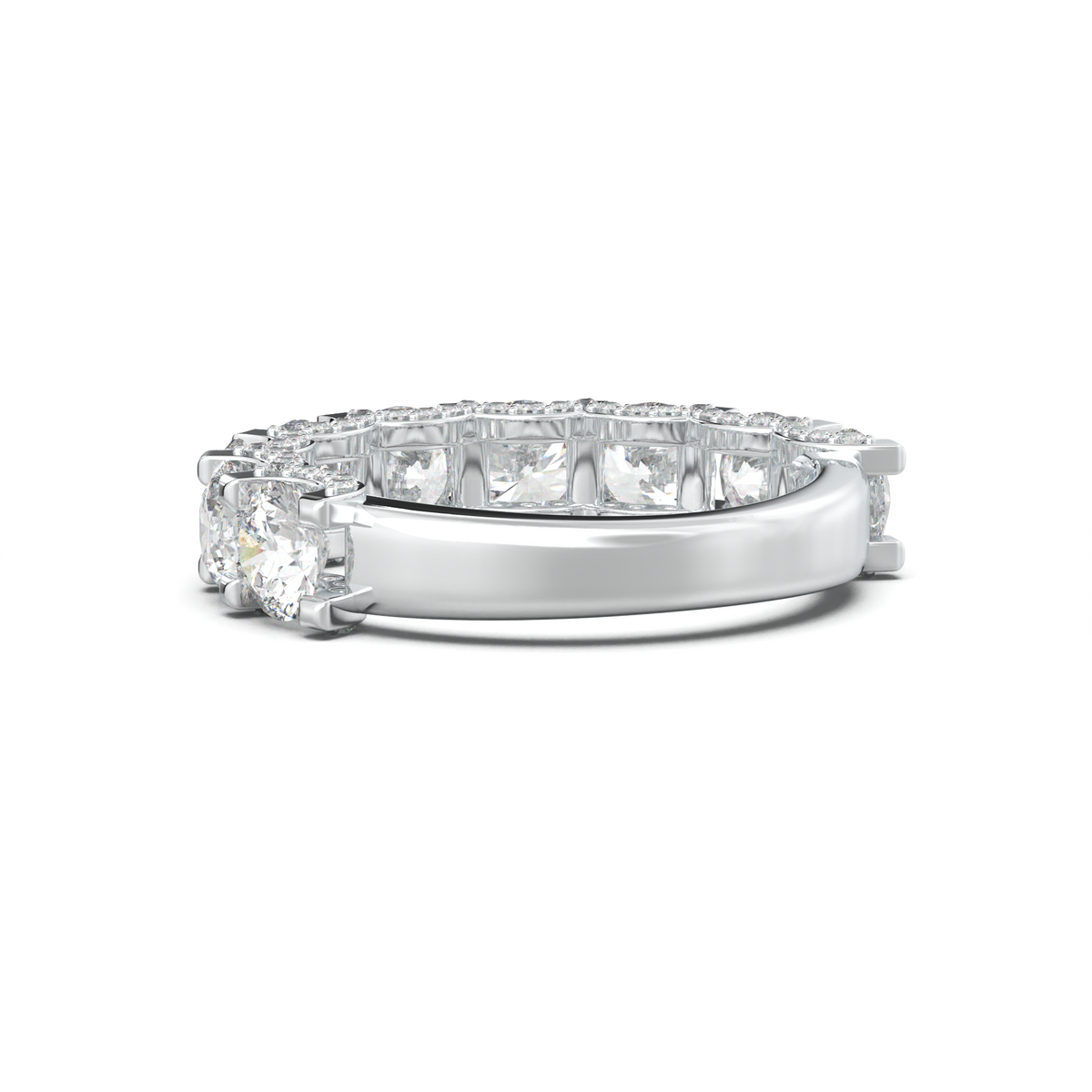 Round Diamond Pavé-Edge Wedding Band