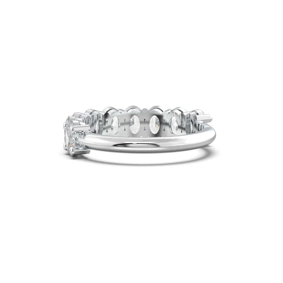 Nine-Oval Half-Eternity Wedding Band