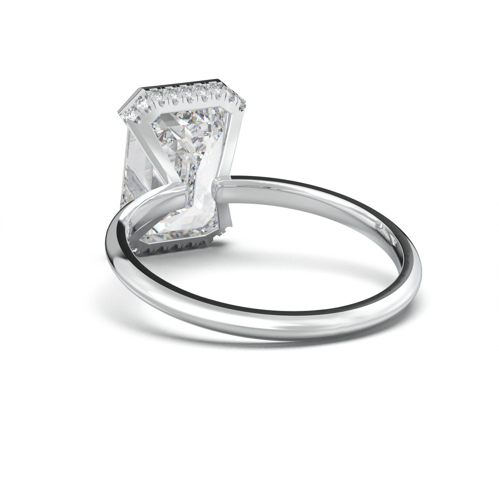 Emerald Hidden Halo Engagement Ring